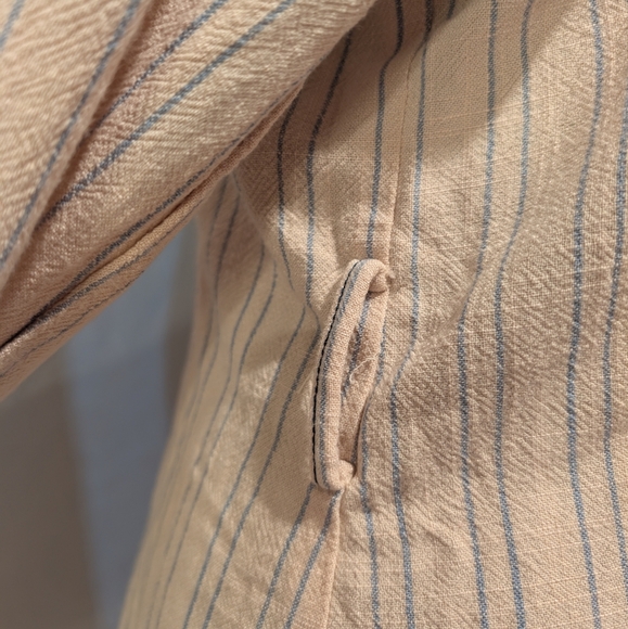 FP Free People Audrey linen blend stripe midi shirt dress (Belt Not Included) - Picture 9 of 13